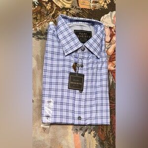 Men's Blue Plaid Dress Shirt